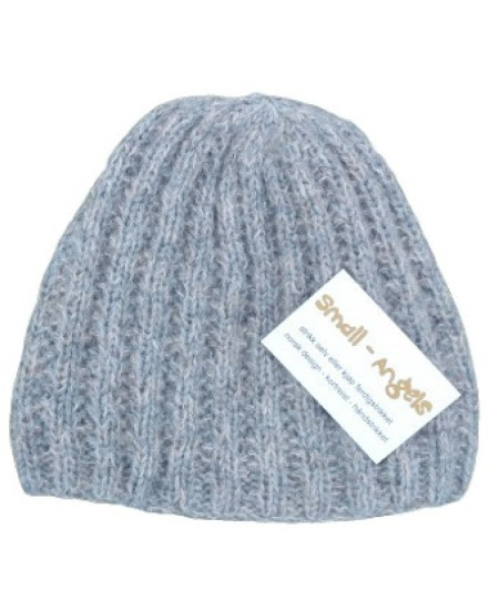 STRIKKEPAKKE KATRINE VENDBAR LUE BLÅMELERT/BEIGE