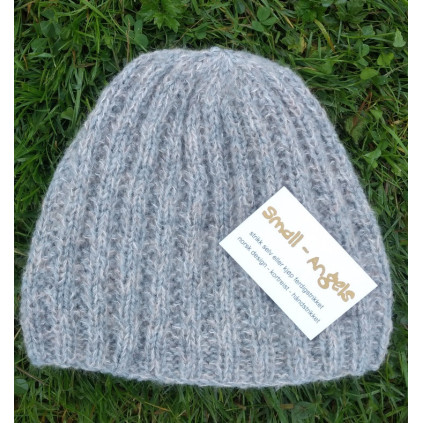 STRIKKEPAKKE KATRINE VENDBAR LUE BLÅMELERT/BEIGE