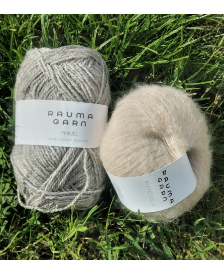 STRIKKEPAKKE KATRINE VENDBAR LUE GRÅMELERT/BEIGE