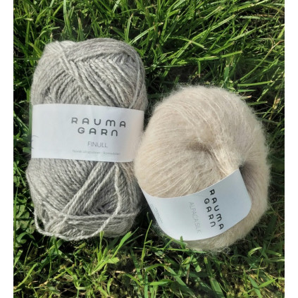 STRIKKEPAKKE KATRINE VENDBAR LUE GRÅMELERT/BEIGE