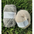 STRIKKEPAKKE KATRINE VENDBAR LUE GRÅMELERT/BEIGE