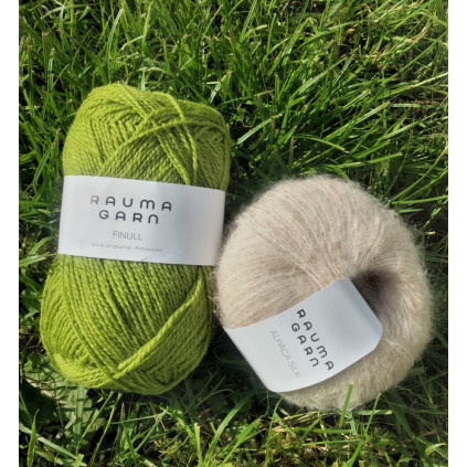 STRIKKEPAKKE KATRINE VENDBAR LUE EPLEGRØNN/BEIGE