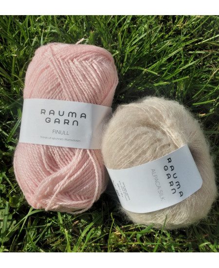 STRIKKEPAKKE KATRINE VENDBAR LUE  LYS ROSA/BEIGE