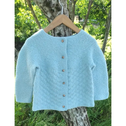 STRIKKEPAKKE  LUKAS  BABYJAKKE  - LYS BLÅ