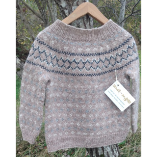 STRIKKEPAKKE SKOG GENSER - BEIGEMELERT - BARN