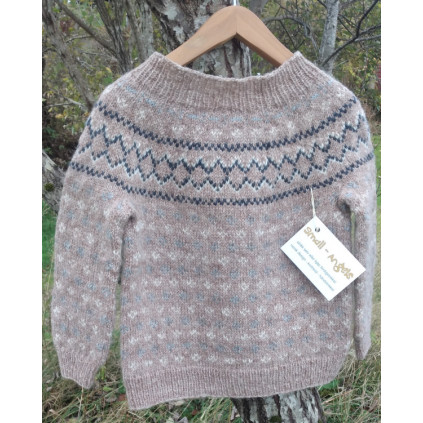 STRIKKEPAKKE SKOG GENSER - BEIGEMELERT - BARN