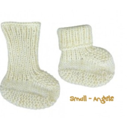 HÅNDSTRIKKET BABYBOOTIES  MARTINE  MERINOULL   GUL/NATUR STR 16