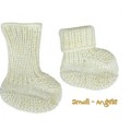 HÅNDSTRIKKET BABYBOOTIES  MARTINE  MERINOULL   GUL/NATUR STR 16